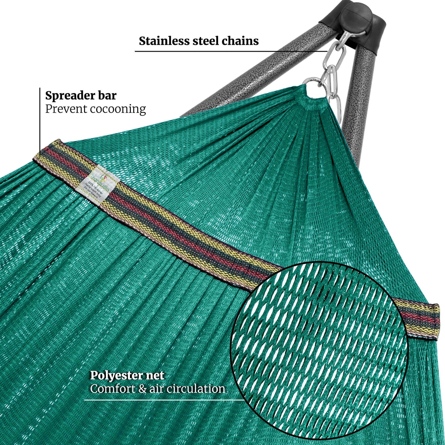 Megsu Tranquillo Comfort Set hammock full set with red stand, designed for ultimate relaxation and outdoor lounging.