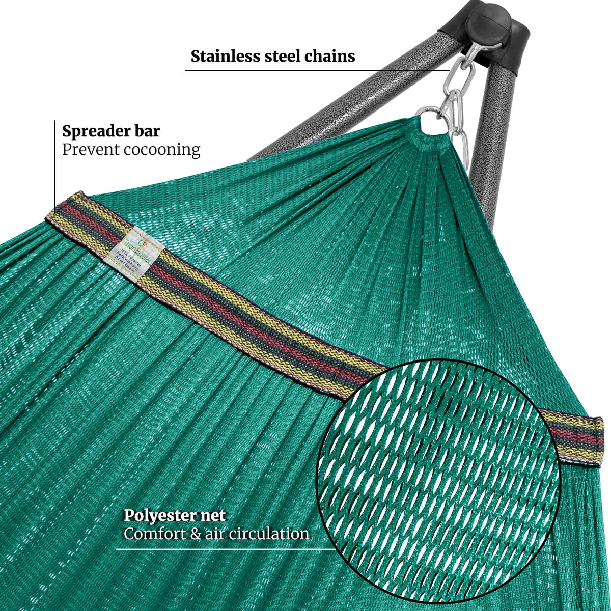 Megsu Tranquillo Comfort Set hammock full set with red stand, designed for ultimate relaxation and outdoor lounging.