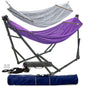 Megsu Tranquillo Comfort Set hammock full set with red stand, ideal for relaxing outdoors or in your backyard.