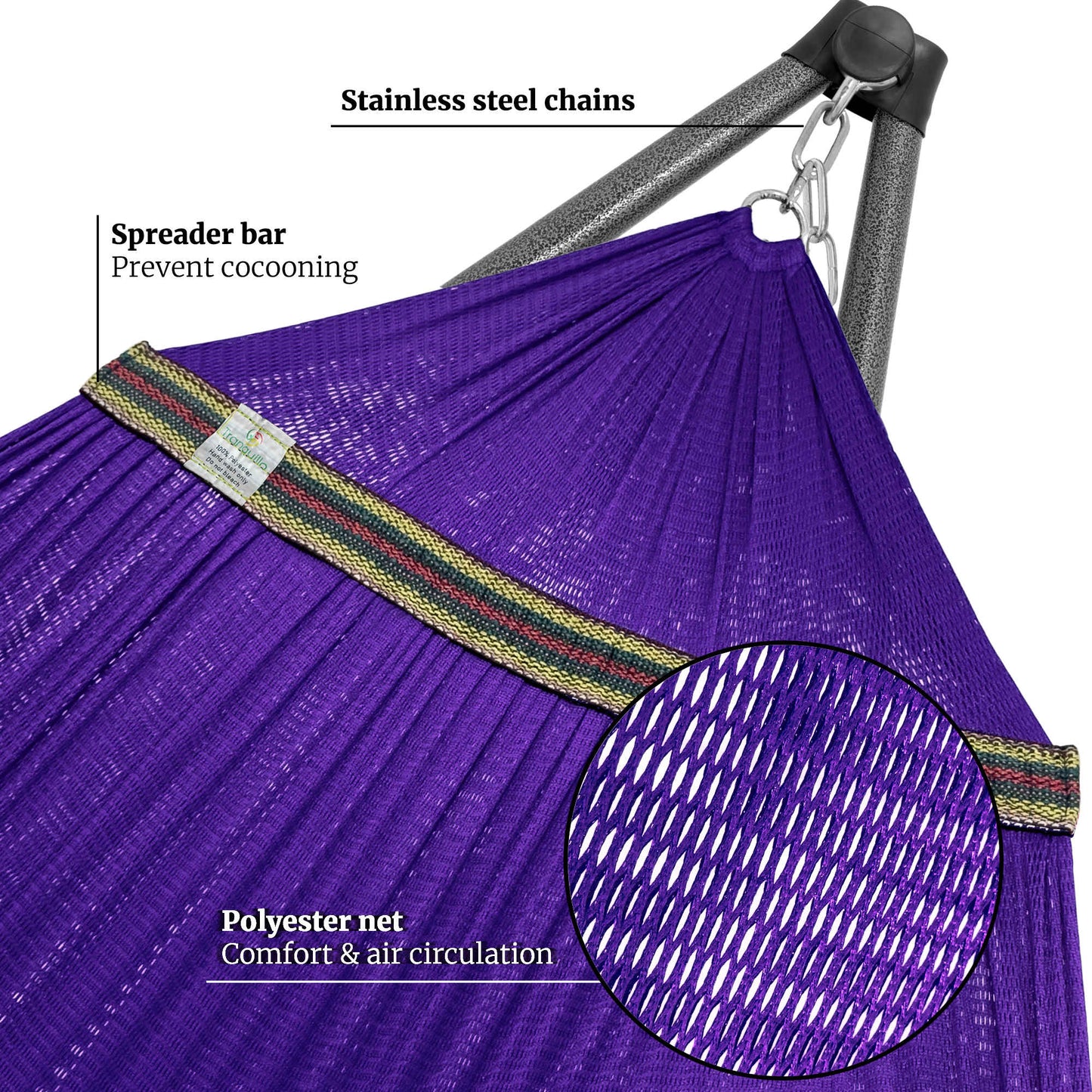 Megsu Tranquillo Comfort Set hammock full set with red stand, designed for ultimate relaxation and outdoor lounging.