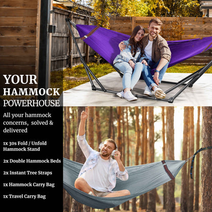 Megsu Tranquillo Comfort Set hammock full set with stand in red for relaxing outdoor lounging and ultimate comfort.