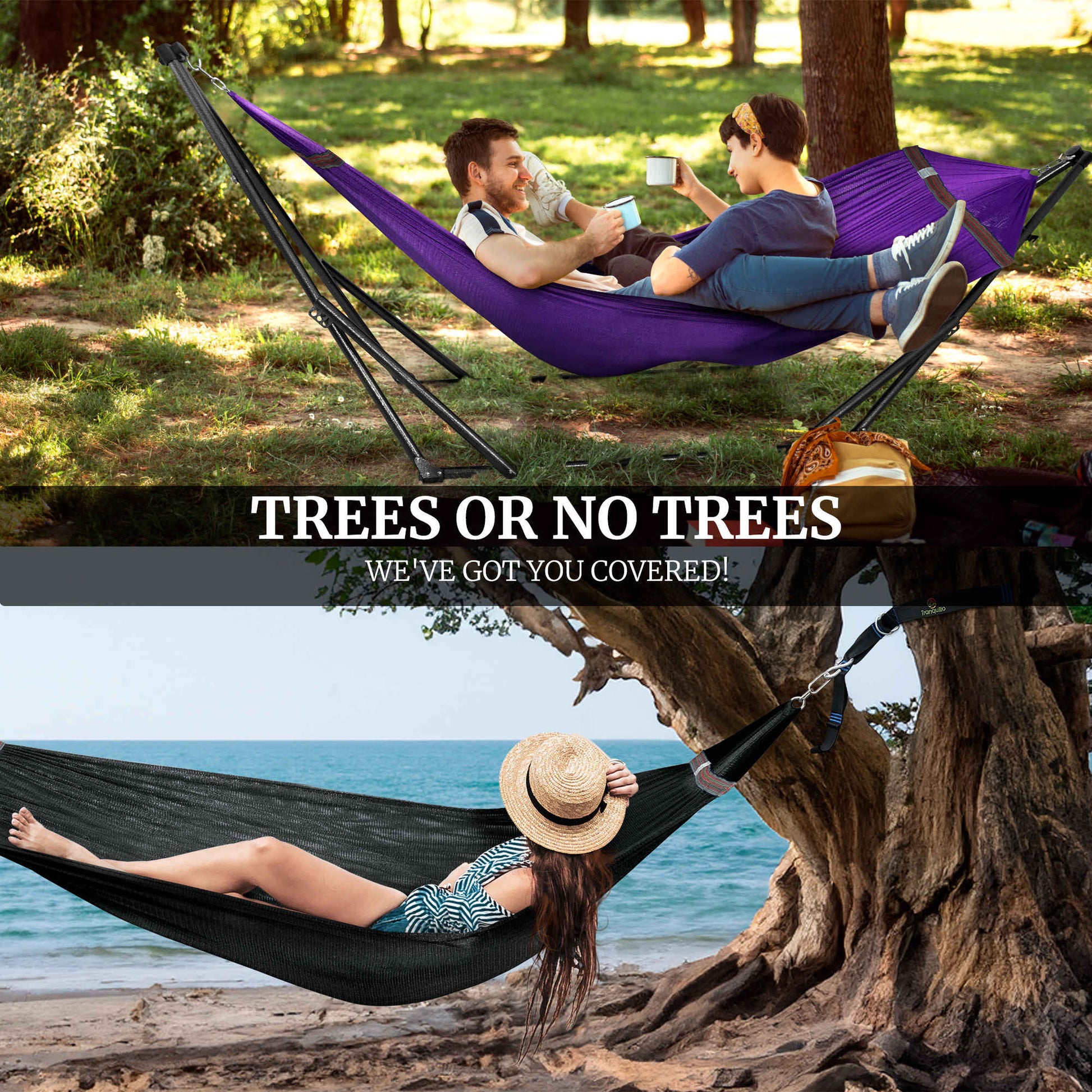 Megsu Tranquillo Comfort Set hammock full set with red stand, designed for relaxation and outdoor lounging.