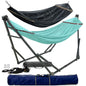 Megsu Tranquillo Comfort Set hammock full set with red stand, ideal for relaxing outdoor or indoor leisure spaces.