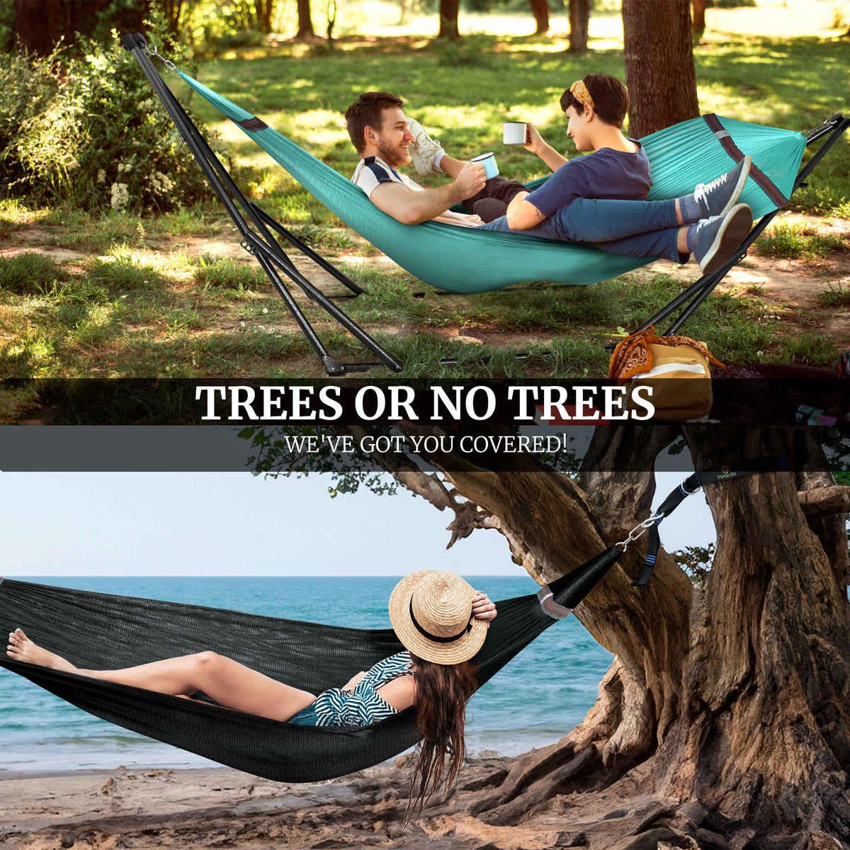 Megsu Tranquillo Comfort Set hammock full set with red stand, designed for ultimate relaxation and outdoor lounging.