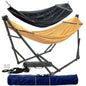 Megsu Tranquillo Comfort Set hammock full set with red stand for relaxing outdoor or indoor use, featuring comfortable hammock and stand.