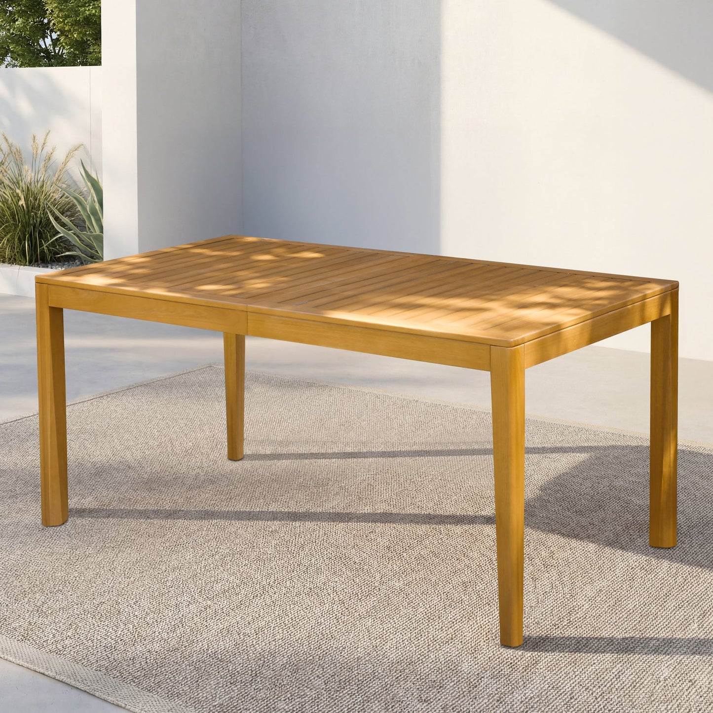 Outdoor Megsu classic dining table with a wooden finish, ideal for outdoor dining and entertaining.