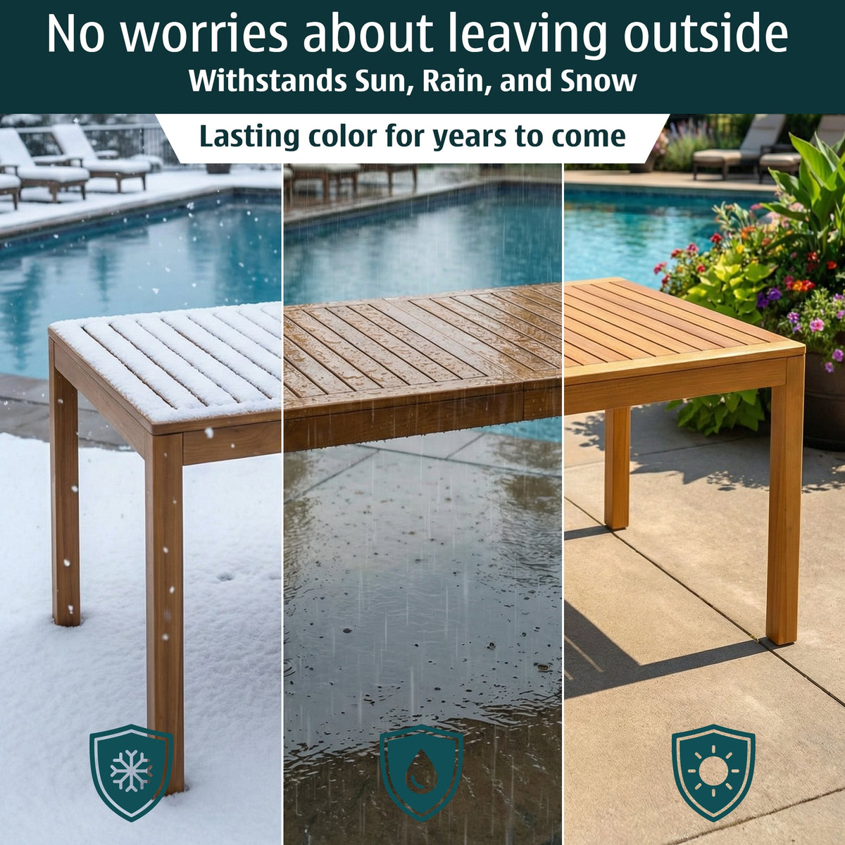 Outdoor classic dining table by Megsu, featuring a sturdy design with a spacious surface for outdoor meals and gatherings.