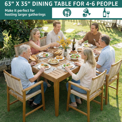 Outdoor Megsu Classic Dining Table with sturdy wood finish, ideal for outdoor dining and gatherings.