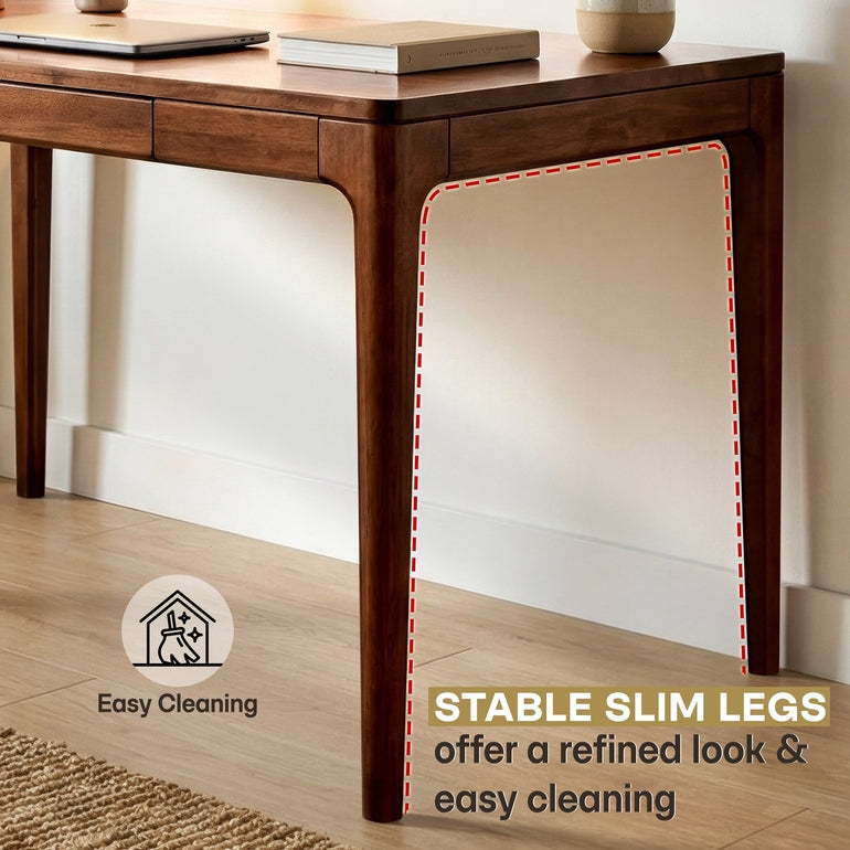 Wilma 48-inch rubber wood desk by Megsu, showcasing a natural wood finish and sturdy table design for home or office use.