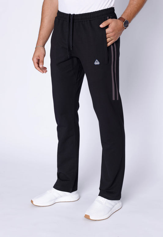 Men's black athletic joggers sweatpants with straight-leg relaxed fit by SCR Sportswear.