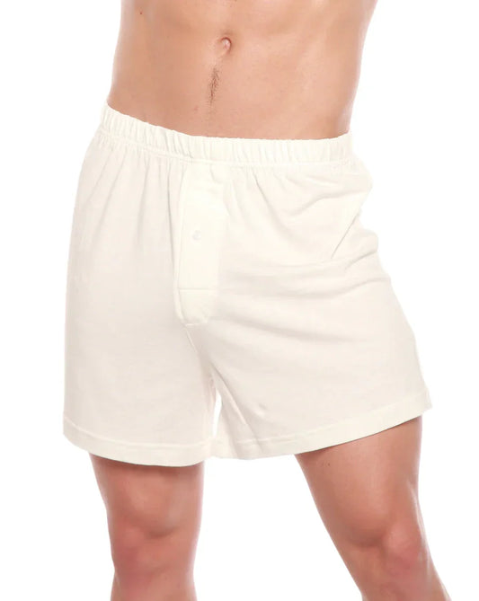 Men's bamboo boxer shorts in a 5-pack, cream color, Spun Bamboo men's underwear featuring comfortable boxer-style design.