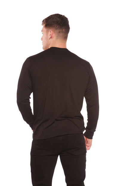 Men’s long sleeve T-shirt by Spun Bamboo in bamboo viscose and organic cotton, featuring a comfortable fit and natural fabric texture.