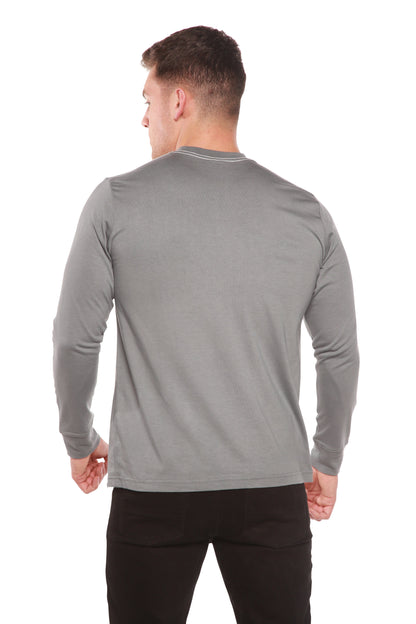 Men's long sleeve bamboo viscose and organic cotton T-shirt by Spun Bamboo, shown in a natural fit with soft fabric details.