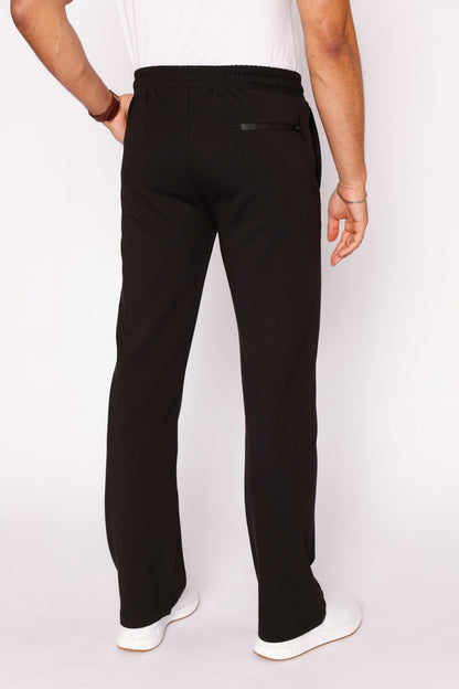 Men's black SCR Classic Athleisure Sweatpants in straight fit, tall size, made for comfortable men's activewear.