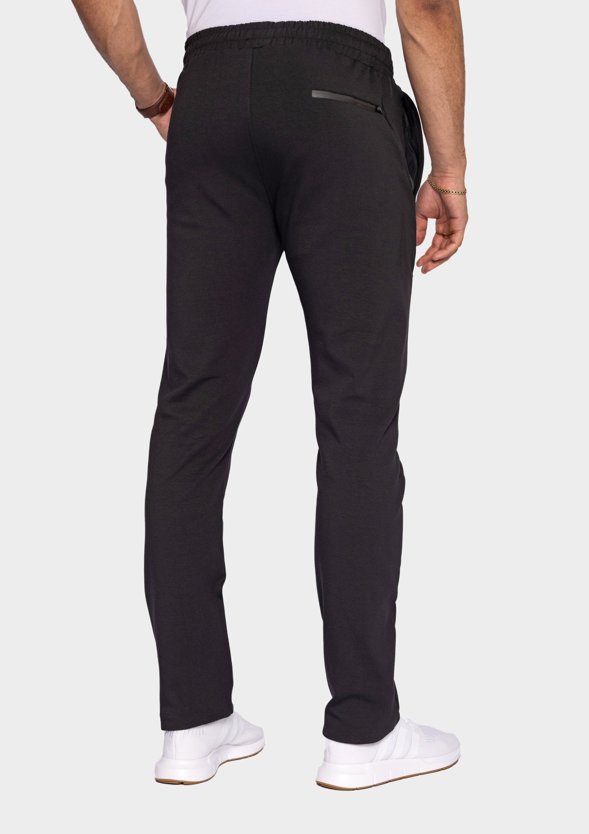 Men's black SCR Sportswear SCR Classic Athleisure Sweatpants with tapered fit and extra-long length, designed for activewear and comfort.