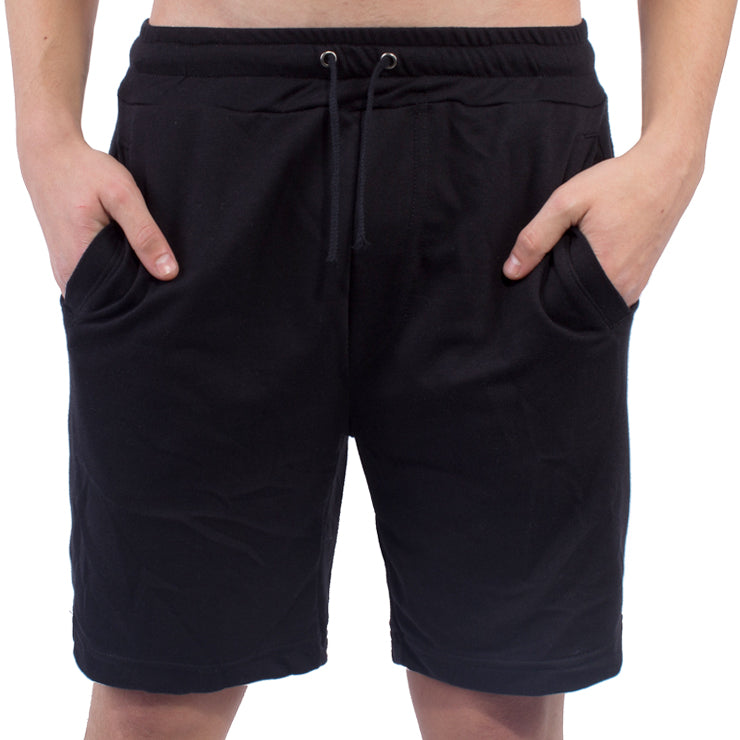 Black men's midweight shorts from POS Wholesale, featuring a comfortable fit and casual style for everyday wear.