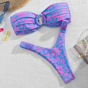 Micro Bikini Push Up Women Swimsuit Fashion Floral Pattern Split Bandeau Bikini Set Sexy Lady 2 Piece Bathing Suit Biquini 2025 - BACKUPMYFILESNOW.COM®