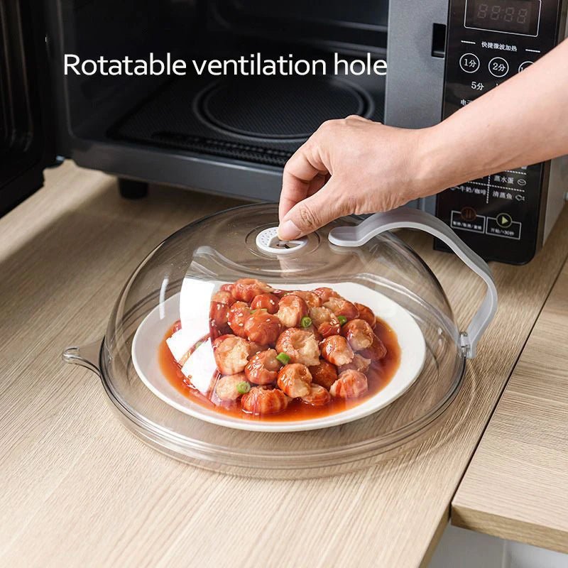 Microwave Splash Cover High Temperature Resistant Microwave Guard Lid Transparent Food Heating Cover with Steam Vent and Handle - BACKUPMYFILESNOW.COM®