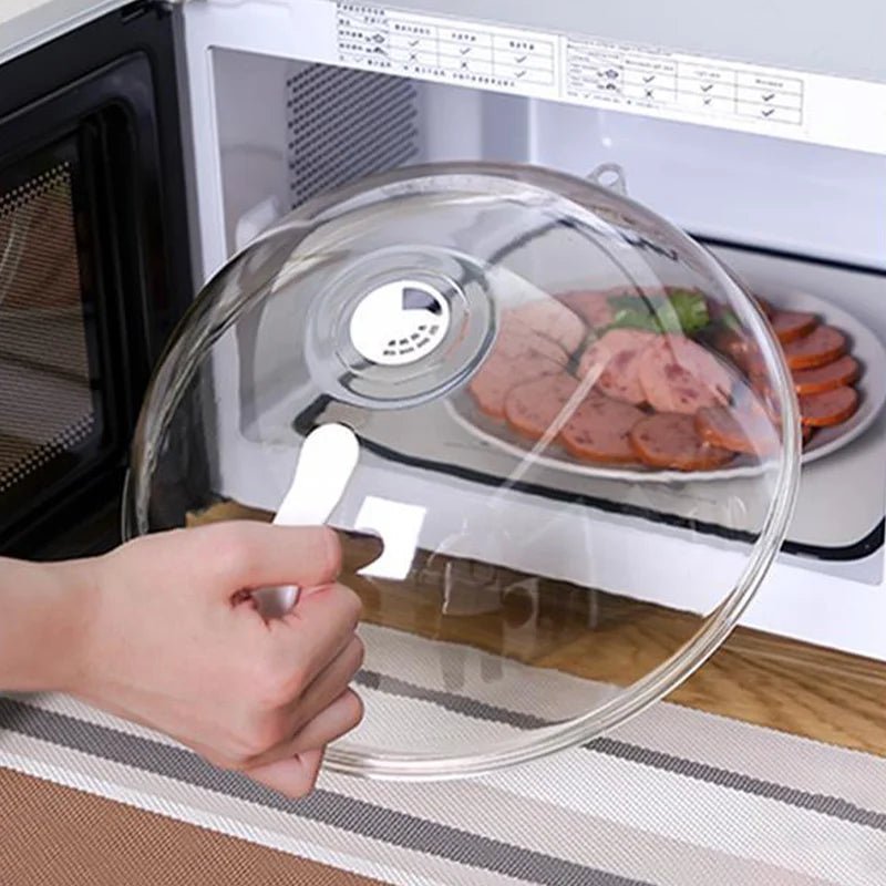 Microwave Splash Cover High Temperature Resistant Microwave Guard Lid Transparent Food Heating Cover with Steam Vent and Handle - BACKUPMYFILESNOW.COM®