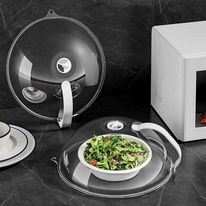 Microwave Splash Cover High Temperature Resistant Microwave Guard Lid Transparent Food Heating Cover with Steam Vent and Handle - BACKUPMYFILESNOW.COM®