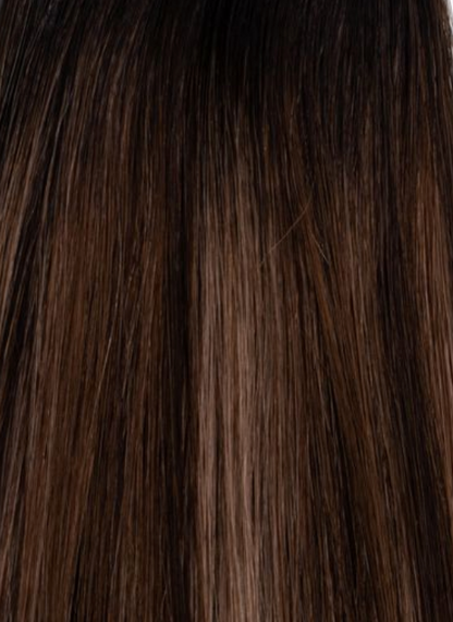 Rachel Paige XO Luxury Signature Weft Collection in midnight_hour, showcasing high-quality hair extensions with a sleek, dark shade.