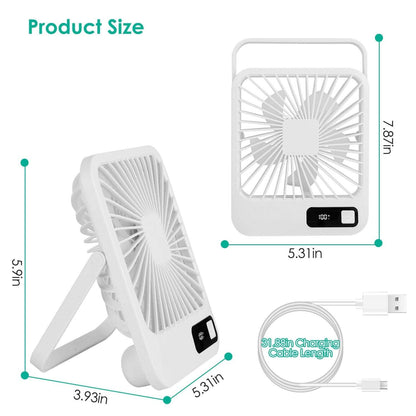 Mini Desktop Cooling Fan Rechargeable Battery Powered with LCD Display - BACKUPMYFILESNOW.COM®