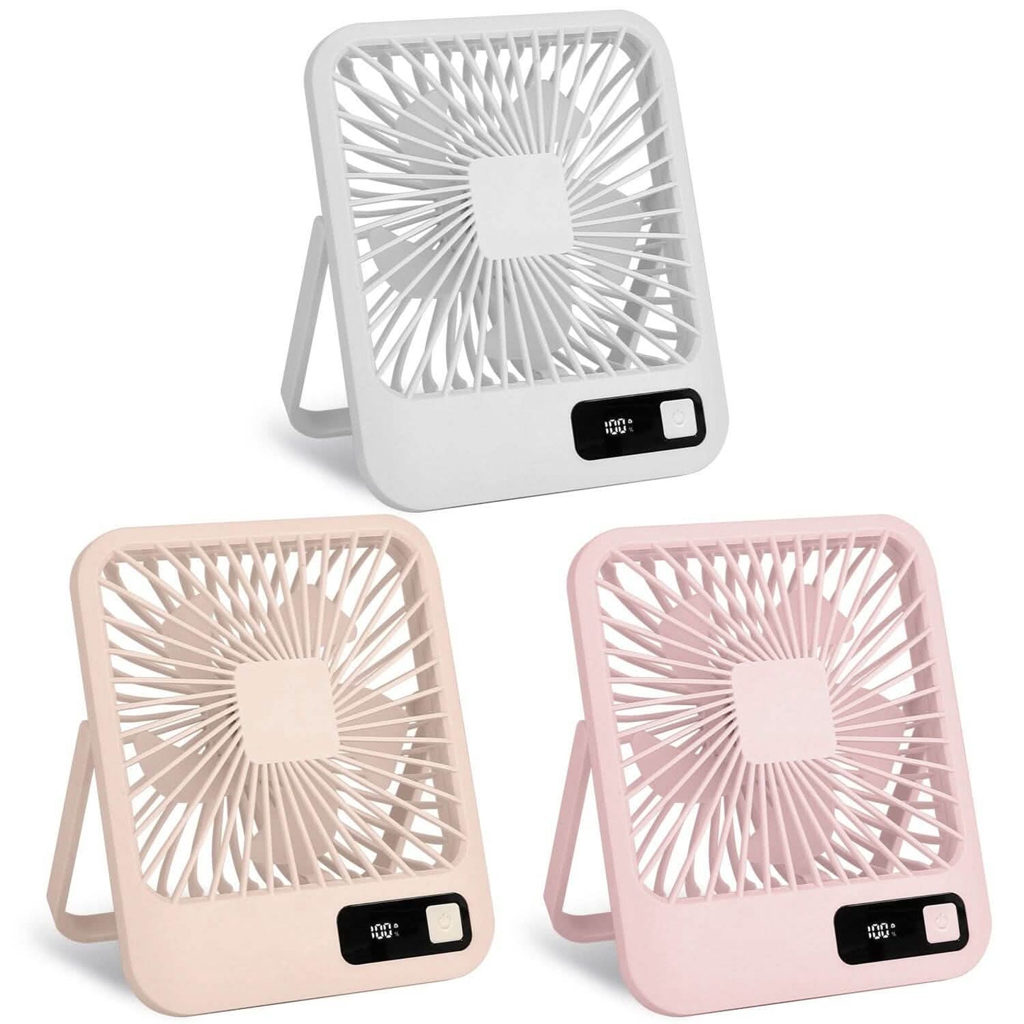 Mini Desktop Cooling Fan Rechargeable Battery Powered with LCD Display - BACKUPMYFILESNOW.COM®