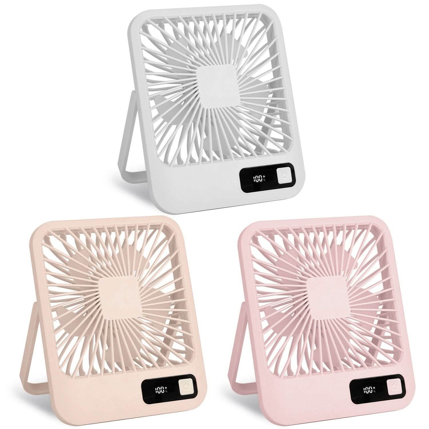 Mini Desktop Cooling Fan Rechargeable Battery Powered with LCD Display - BACKUPMYFILESNOW.COM®