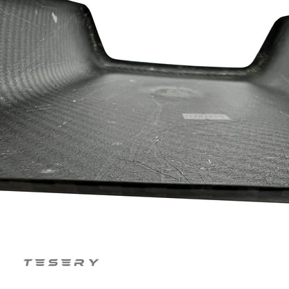 Tesla Model Y and 3 armrest cover in sleek dry carbon fiber, interior upgrade by Tesery for a modern, stylish look.