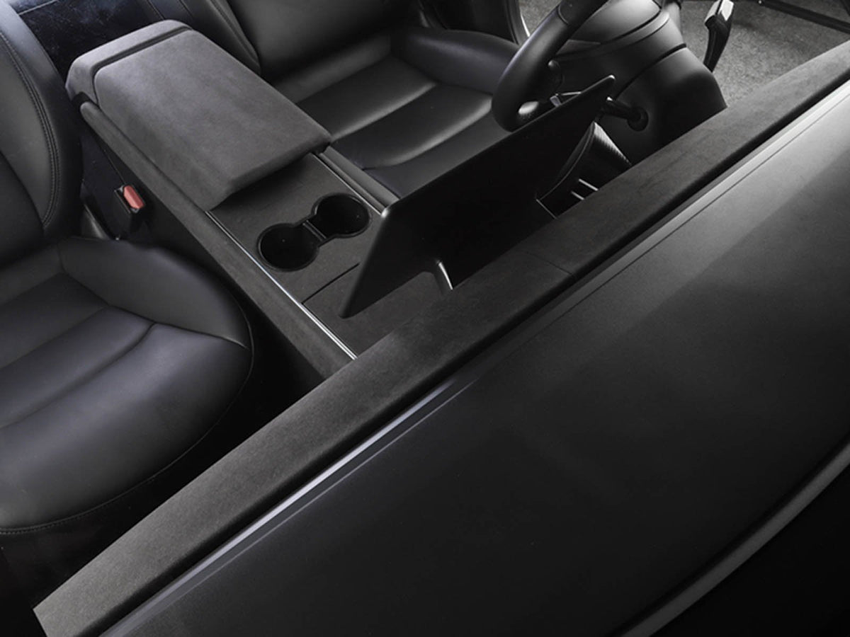 Alcantara dashboard cover set for Tesla Model 3 and Y, 2-piece interior decoration with 3M adhesive in two color options