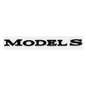 Tesla Model 3/Y/S/X tailgate emblem badge by Tesery, sleek metallic sticker for vehicle identification and customization.