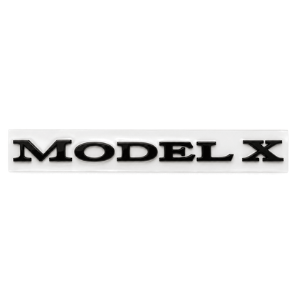 Tesla Model 3/Y/S/X tailgate emblem badge by Tesery, sleek chrome sticker for car rear customization.