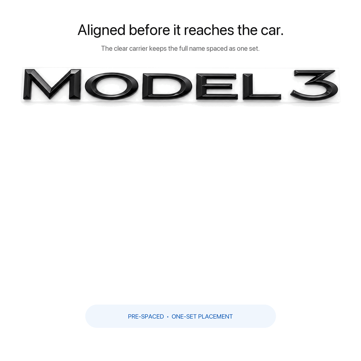 Tesla Model 3/Y/S/X tailgate emblem badge by Tesery, sleek sticker for customizing Tesla vehicle rear logo.