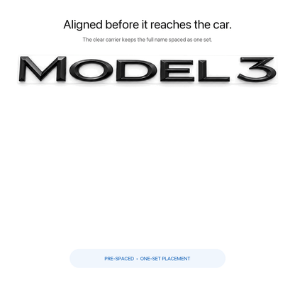 Tesla Model 3/Y/S/X tailgate emblem badge by Tesery, sleek sticker for customizing Tesla vehicle rear logo.