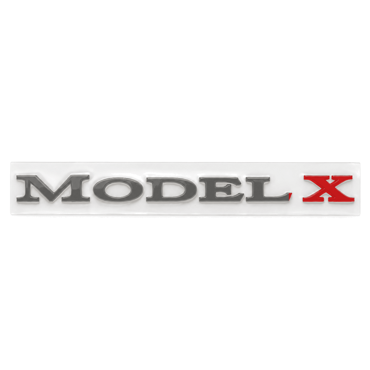 Tesla Model 3/Y/S/X tailgate emblem badge by Tesery Official, sleek metal sticker for vehicle customization.