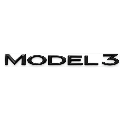 Tesla Model 3/Y/S/X tailgate emblem badge by Tesery, stylish sticker for customizing Tesla vehicle rear branding.