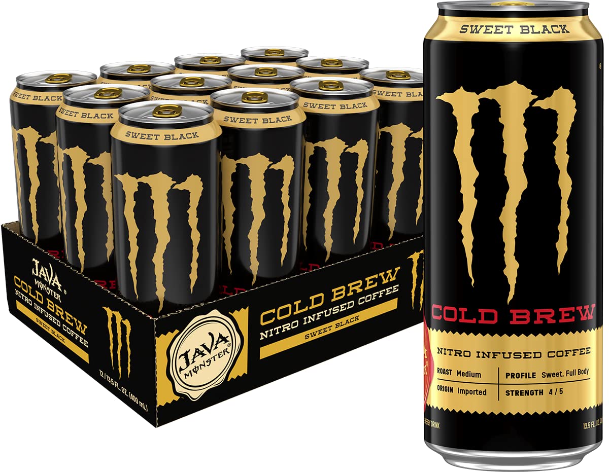 12-pack of Monster Java Monster Loca Moca coffee and energy drinks in 15-ounce cans, featuring rich mocha flavor and energizing boost