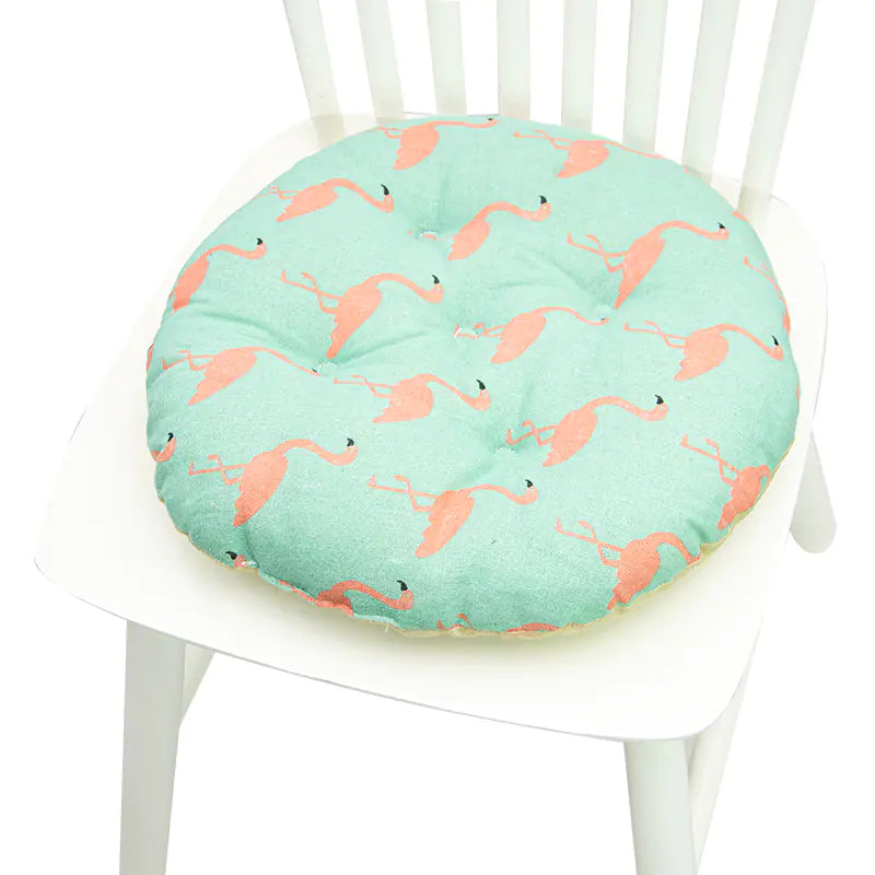 Round Chair Cushion for Bay Window - Printed Polyester Linen