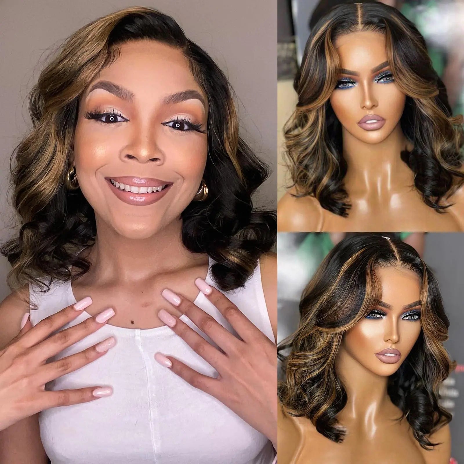 mscoco Bob Wig Human Hair 5×6 Highlight Body Wave Lace Front Wigs Human Hair Pre - bleached knots Bob Wig Human Hair Glueless 1B/2/30 Wigs Human Hair for Black Women Body Wave Human Hair Wig - BACKUPMYFILESNOW