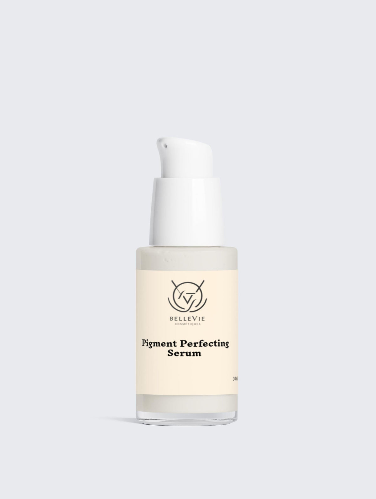 BelleVie Cosmétiques Pigment Perfecting Serum 30ml with brightening formula for dark spots and radiant, even skin tone.
