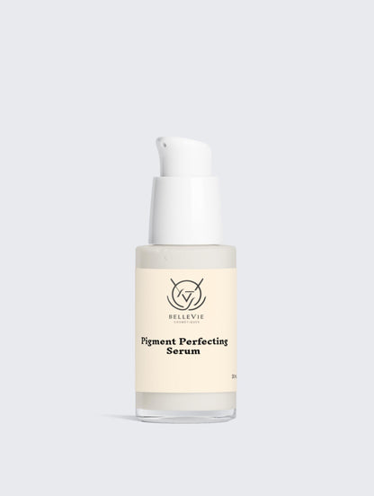 BelleVie Cosmétiques Pigment Perfecting Serum 30ml with brightening formula for dark spots and radiant, even skin tone.