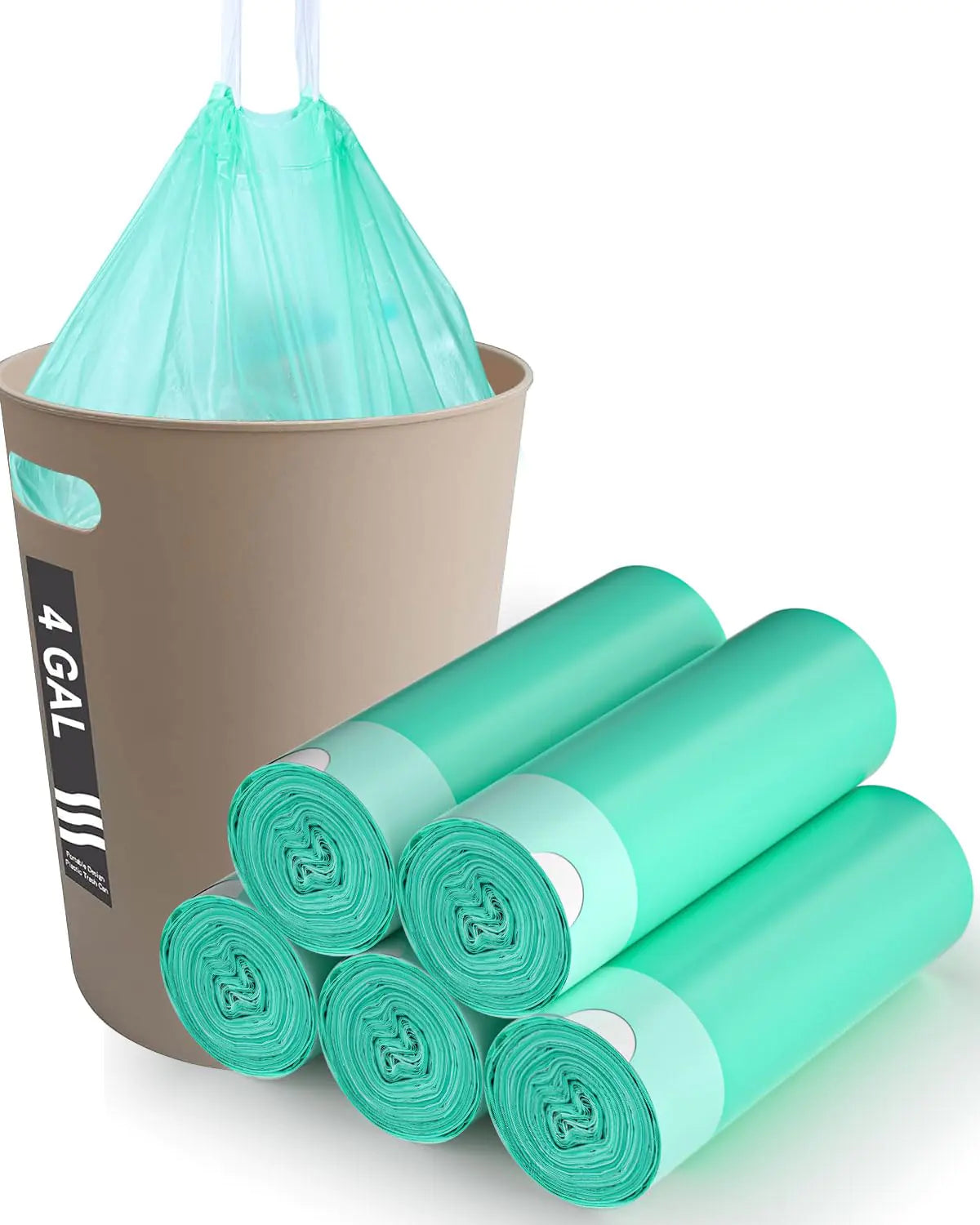 200 Counts Compostable Trash Bags 4 Gallon Drawstring Trash Bags AYOTEE Ultra Strong Unscented Garbage Bags Small Trash Bags Waste Basket Liners for Bathroom KitchenBedroom Office Pet Car