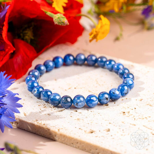 Rare Kyanite bracelet from Conscious Items featuring natural blue Kyanite stones arranged in a stylish jewelry design.