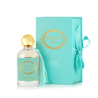 Spongellé Mystic Rose Eau de Parfum body fragrance bottle with floral rose design and elegant packaging.