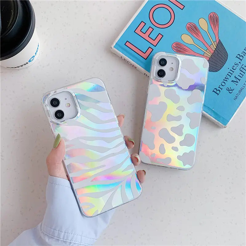 Fashion Laser Leopard Zebra Pattern Soft Case for iPhone