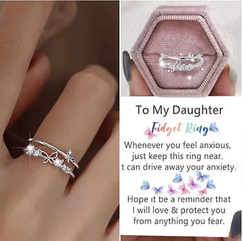 Women's Fashion Double Layer Butterfly Diamond Ring Set