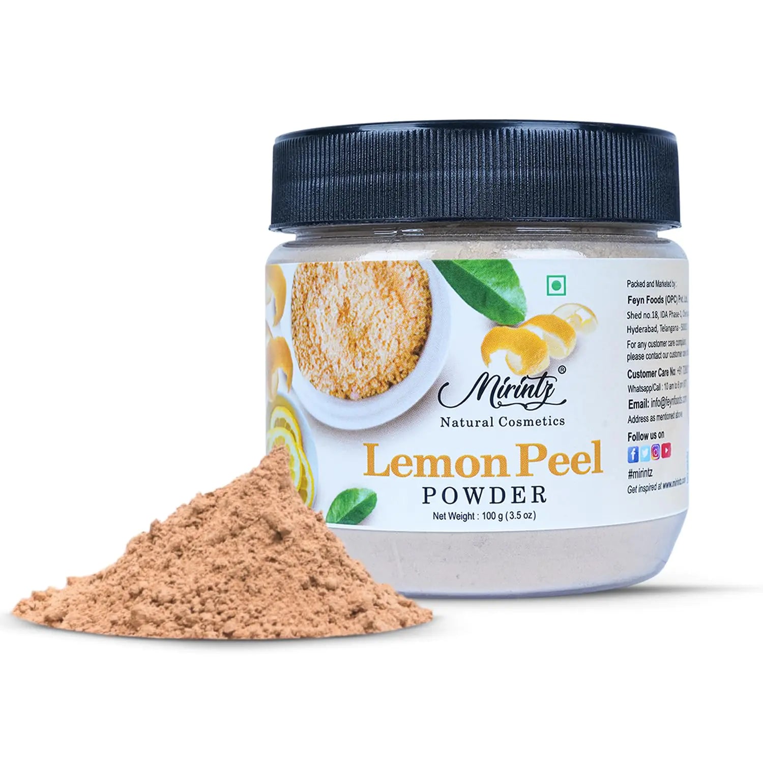 Mirintz 100% Natural Lemon Peel Powder | (100 gms) Pure Lemon Face Peel Mask for Cosmetics & Skincare | Ayurveda Products Vitamin C Face Mask | Lemon Powder Skin Peeling for Face | Skincare Gift Set