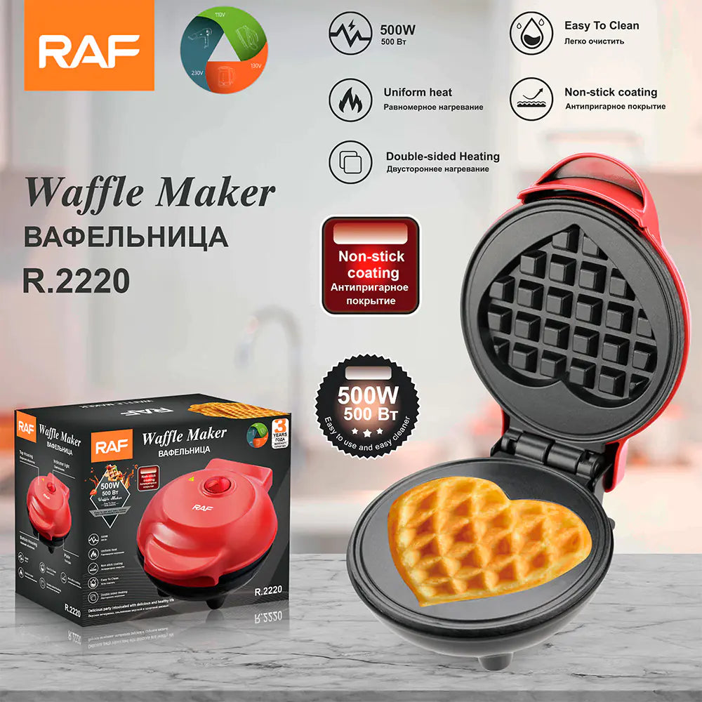 RAF Mini Double-Sided Breakfast Maker and Waffle Machine