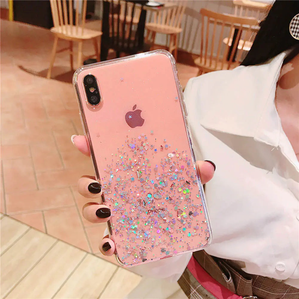 iPhone X Max Creative Transparent TPU Glitter Case