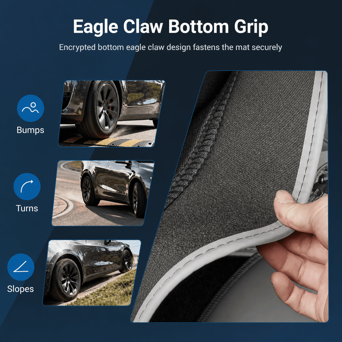 Nappa leather trunk mats for Tesla Model Y Juniper, 7-piece set, durable and stylish interior protection.